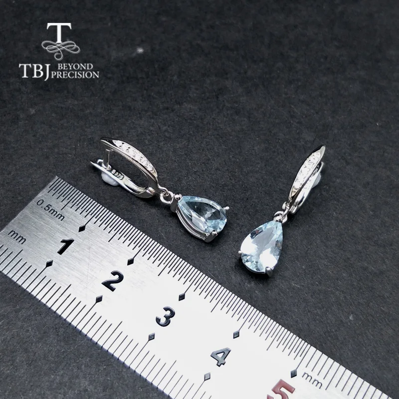 Женские серьги с аквамарином TBJ ювелирные украшения из природных бразильских