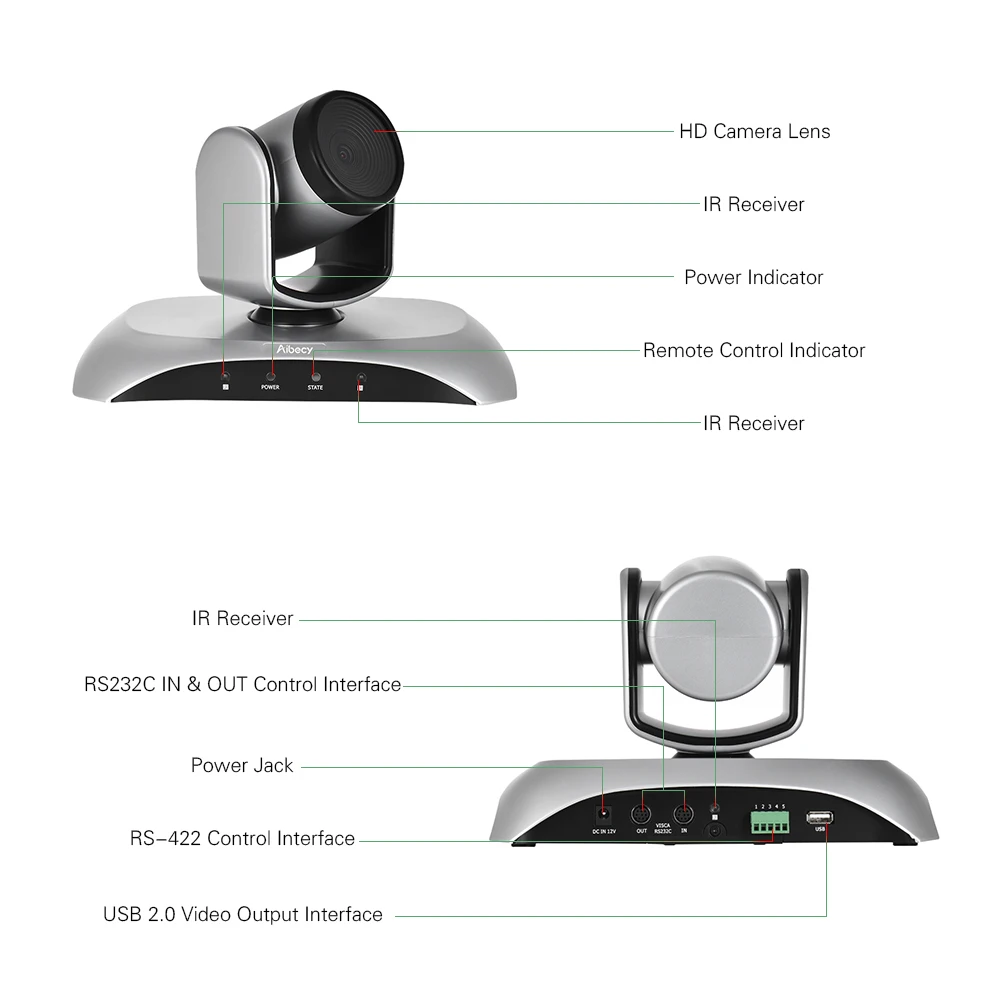 HD 1080P ip-камера для совещаний USB Plug & Play вращение на 350 градусов с адаптером питания