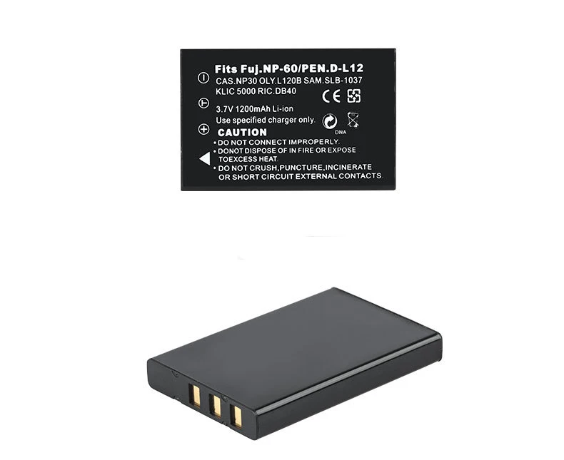 Dinto 1 шт. 3,7 V 1200 мА/ч, FNP-60 NP-60 NP 60 NP60 SLB 1137 1037 CNP-30 K5000 D-Li2 Li-20B аккумулятор для Fujifilm F410 F601 F501