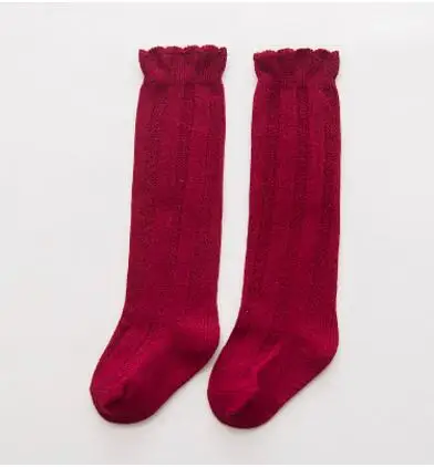 wine red Милые Мягкий хлопок Обувь для девочек Обувь для мальчиков носки кружевные манжеты Дизайн детские носки в Корейском стиле для мальчиков школьного возраста/Обувь для девочек Гольфы от 0 до 9 т - Цвет: wine red
