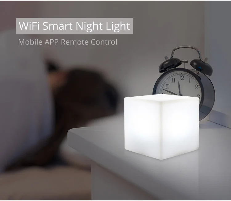WiFi смарт-настольная лампа 15/20 см работает с Alexa Голосовое управление Управление RGB светодиодный USB Перезаряжаемые окружающей среды ночной Светильник куб Управление светодиодный с помощью приложения