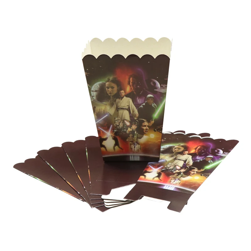 Popcorn box-6pcs 1 компл. Мультфильм тема из Звездных Войн одноразовая посуда набор тарелок салфетки баннер день рождения коробка для конфет Baby Shower вечерние принадлежности для декора - Цвет: Popcorn box-6pcs