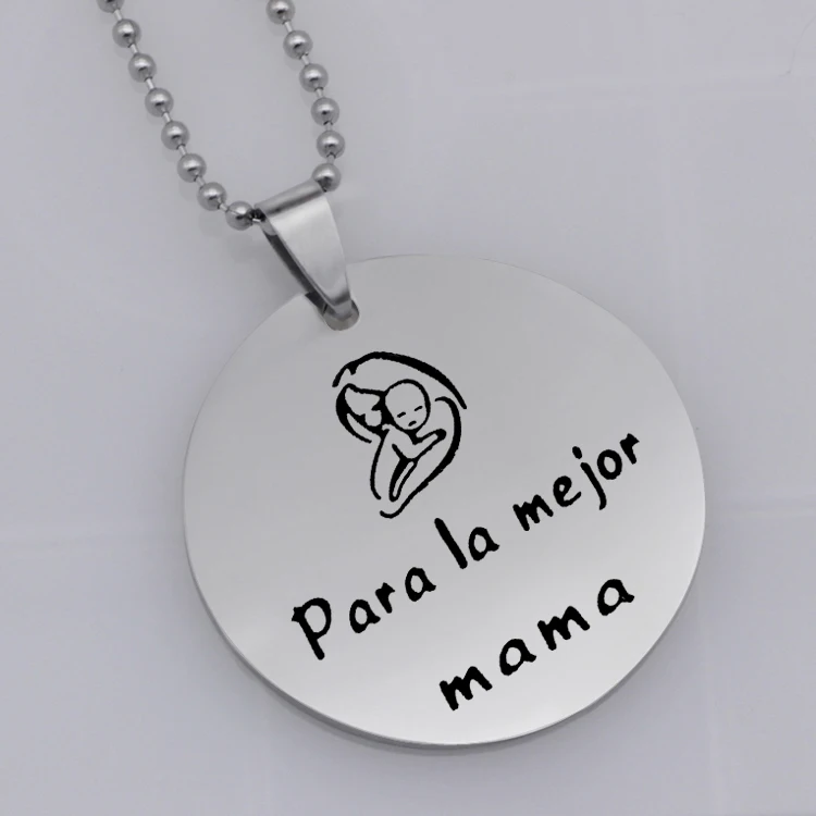 &quotPara la mejor mama&quot ожерелье прекрасный ребенок из нержавеющей стали диск женские