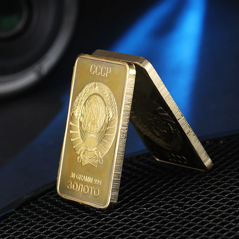 Русский СССР памятная монета 44х28мм двуглавый орел Золотая квадратная искусство