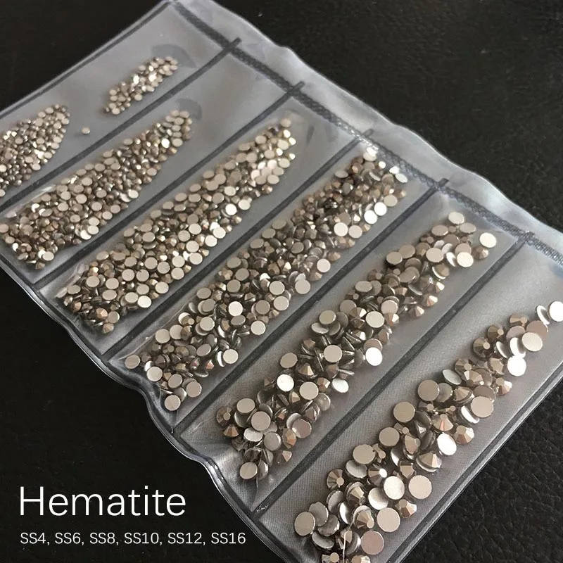Hematite SS4-SS16 Стразы для дизайна ногтей с плоской задней поверхностью Блестящий Кристалл DIY Ювелирные изделия бриллианты дизайн аксессуары для маникюра - Цвет: Hematite
