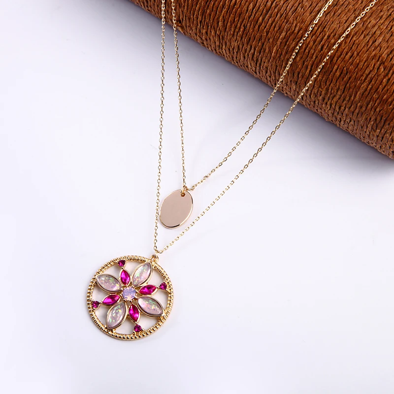 Crystal Flower Charms Gold Color 3 Layered Long Necklace Adjustable Dress Chains For Women Fashion Jewelry Drop Shipping | Украшения и