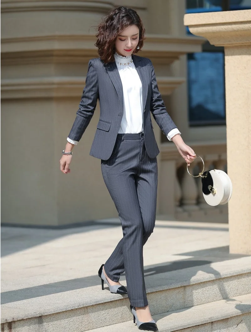 Деловые костюмы с брюками и куртками пальто для женщин Офисная Рабочая одежда