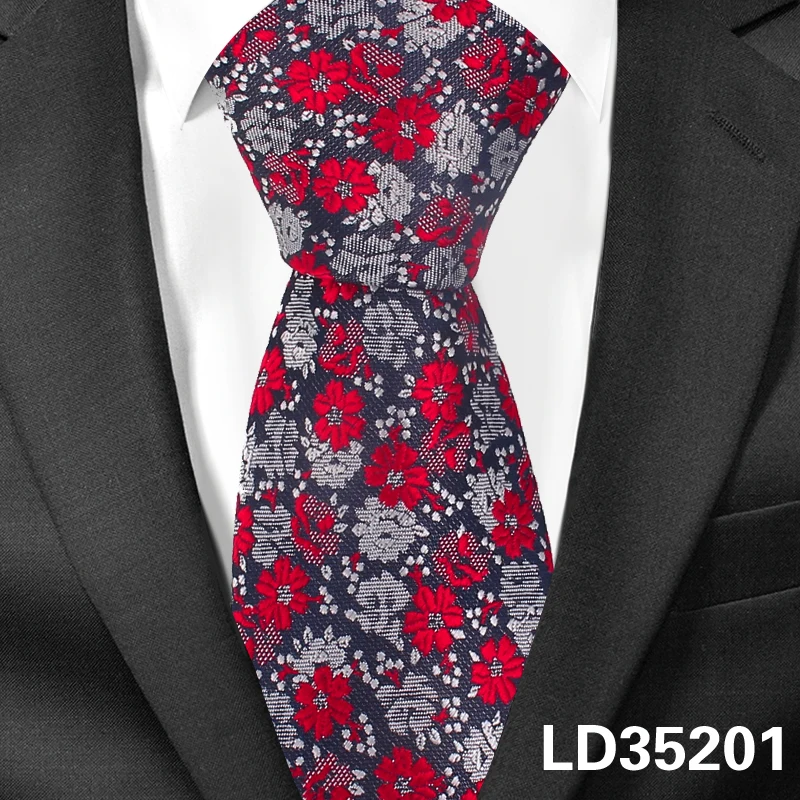 LD35201 Жаккардовый цветочный галстук для мужчин, полиэстеровый клетчатый галстук для шеи, деловые свадебные костюмы, галстуки с пейсли, тонкие мужские галстуки для взрослых - Цвет: LD35201