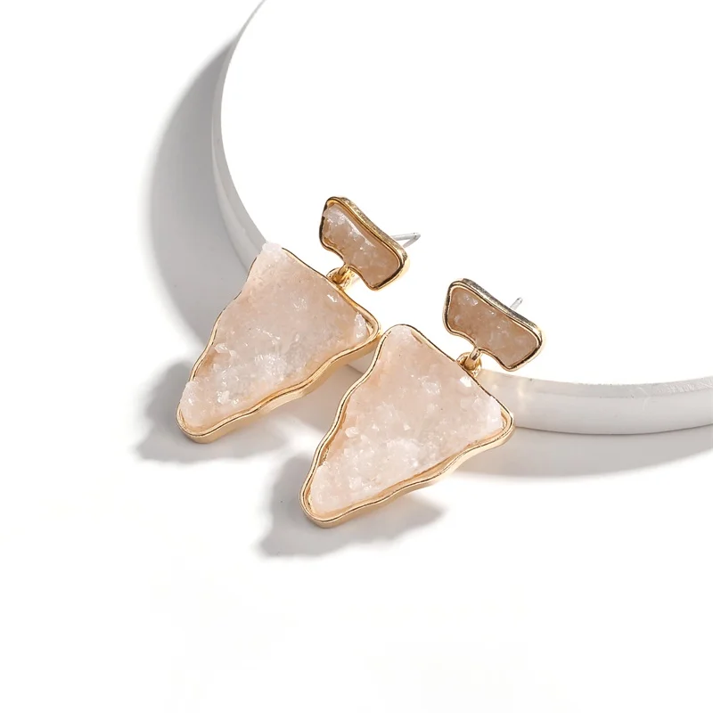 5 цветов Druzy Drusy серьги из искусственного камня Треугольники Стад Мода Известный
