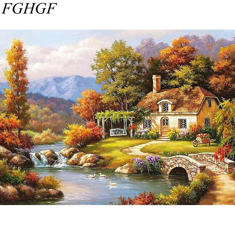 FGHGF выполненные Fairyland Настенная картина с ландшафтом Краски ing по номерам украшения дома абстрактная ручной работы краска собственного приготовления по количеству