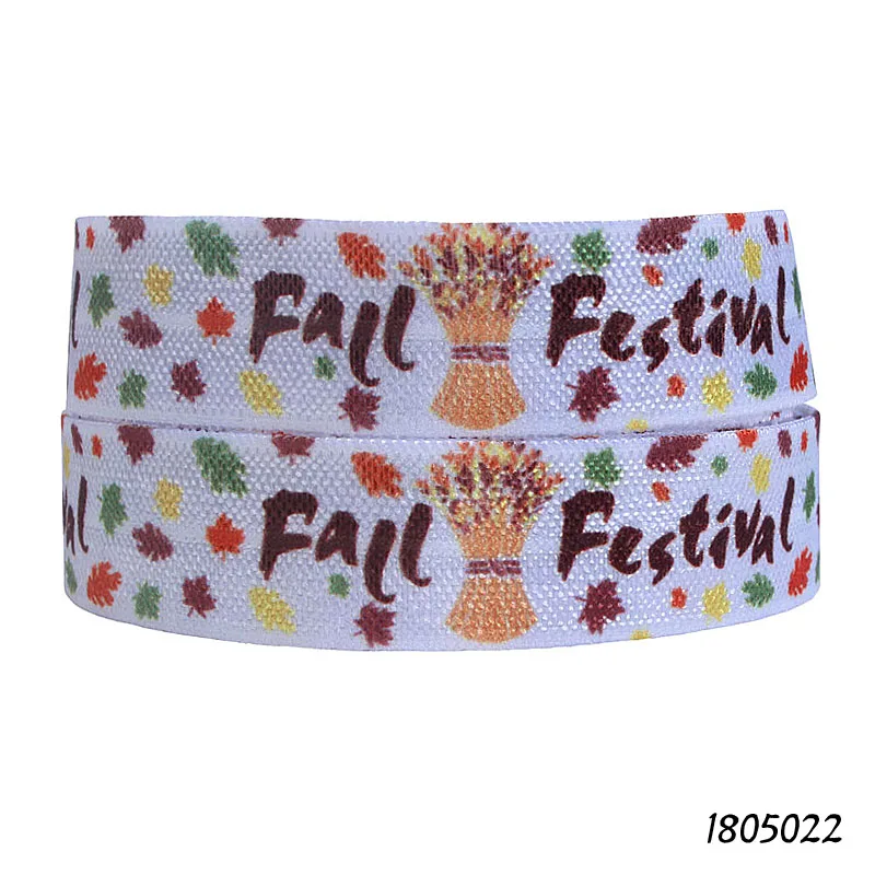 

(50 yards/lot) 2018 New design maple leaf printed foe elastic ribbon for Fall Festival celebrate