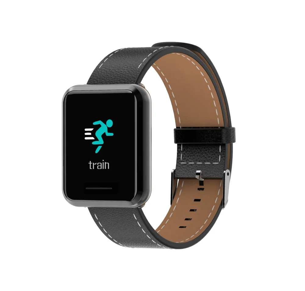 Black Leather 696 H808 Смарт Браслет сердечного ритма Смарт-браслет для фитнеса металлический корпус несколько бретели для нижнего белья Android IOS модные часы - Цвет: Black Leather