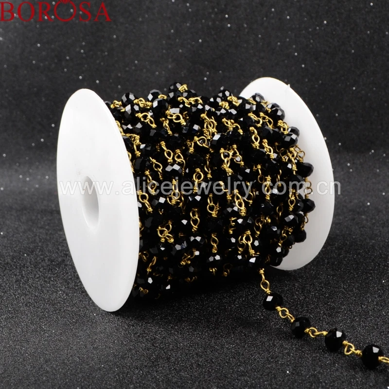 BOROSA оптовая продажа черный натуральный камень кристалл кварцевые граненые бусы