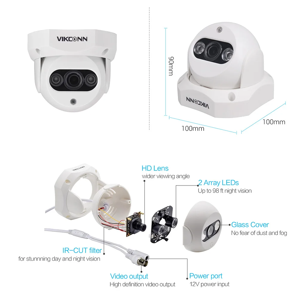 Vikconn 1080P Full HD SONY IMX323 AHD безопасности Камера 2 0 МП купольная CCTV видео Камеры Скрытого