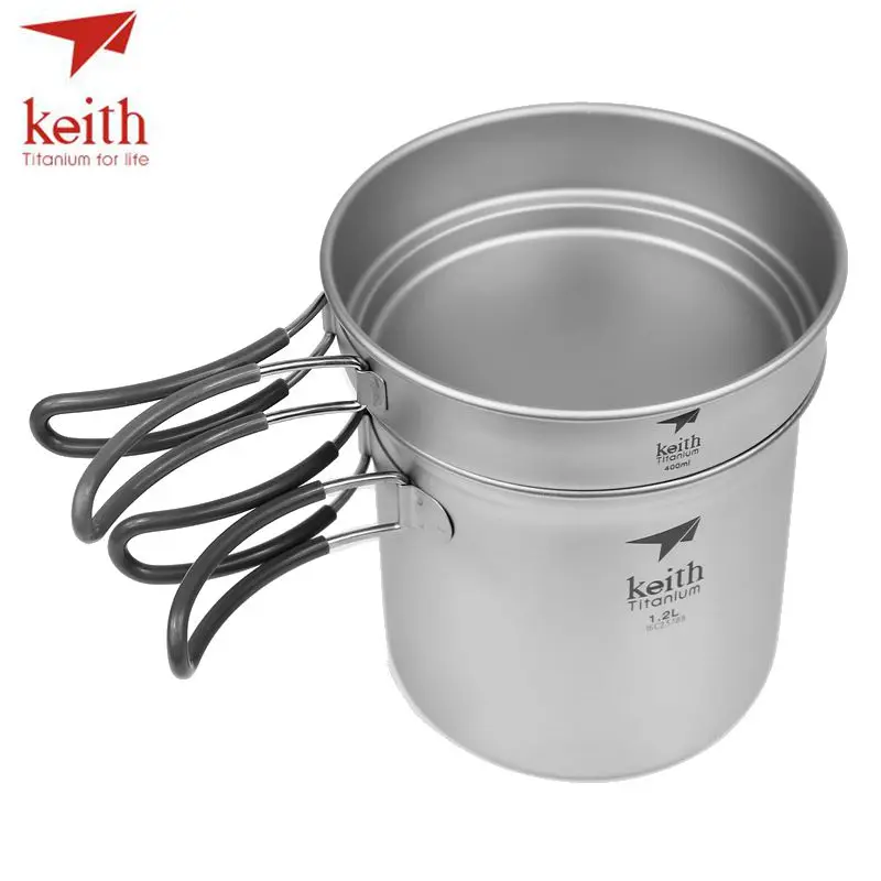 КИТ 2 In1 Титан 400 мл Пан 1.2L Пособия по кулинарии горшок набор складной ручкой Кук