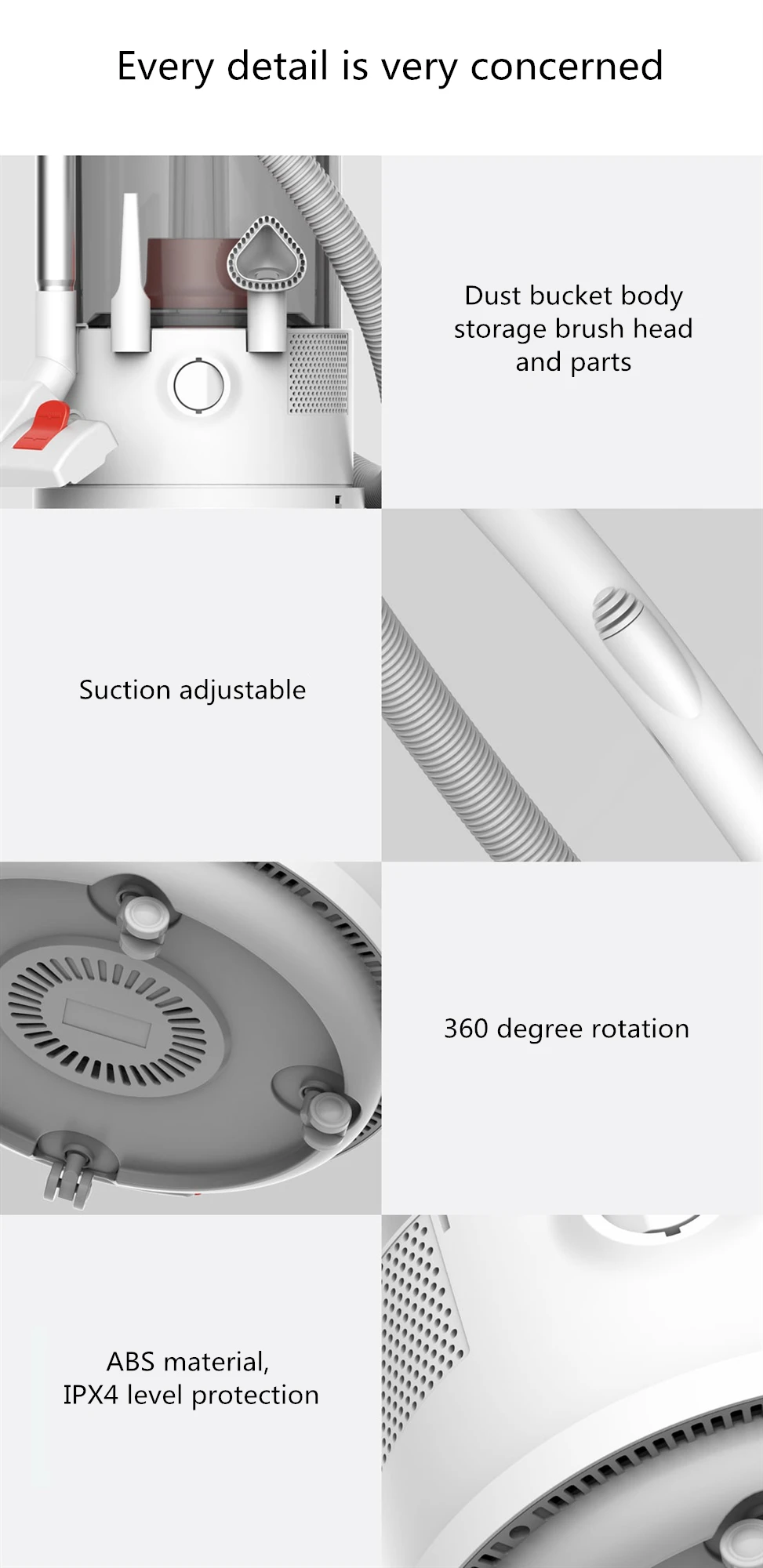 xiaomi Deerma TJ200 Многофункциональный пылесос для сухой и влажной уборки, съемная большая емкость с 18000 Pa сильным всасыванием
