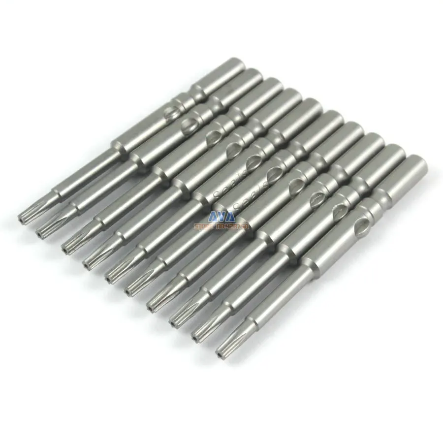 

10 Pieces T9 Magnetic Torx Screwdriver Bit S2 Steel 5mm Round Shank 60mm Long