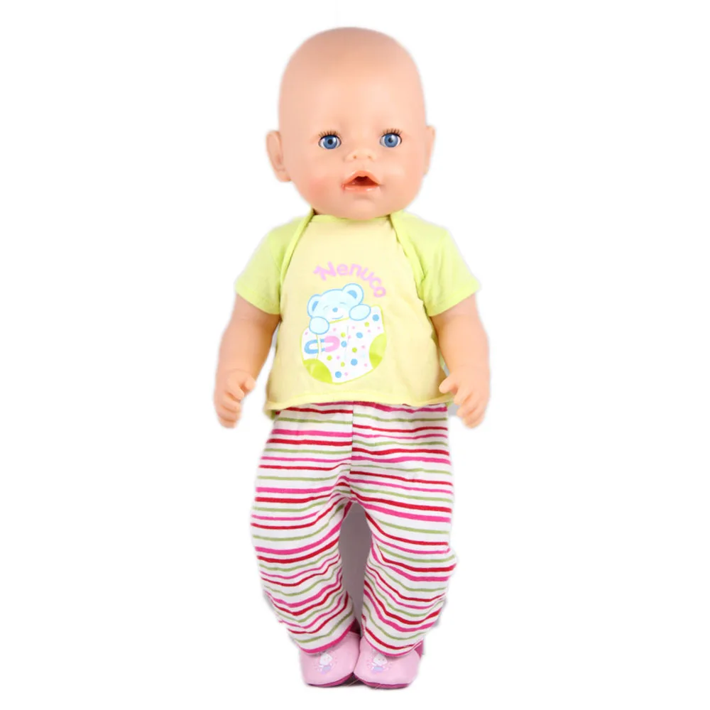 Зеленая футболка и Брюки для девочек куклы одежда подходит 43 см BABY born Zapf 18