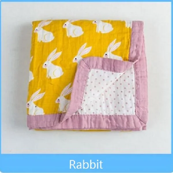 Rabbit 4 Layers Детское одеяло органический хлопок муслин супер мягкое толстое одеяло пеленка детское банное полотенце коляска ежемесячное одеяло s новорожденное пеленание пеленать - Цвет: Rabbit 4 Layers