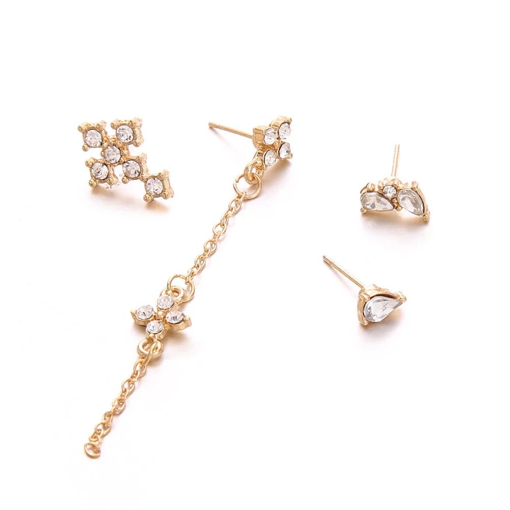 4 шт./компл. серьги гвоздики Набор для вышивки крестом капли воды длинная цепочка