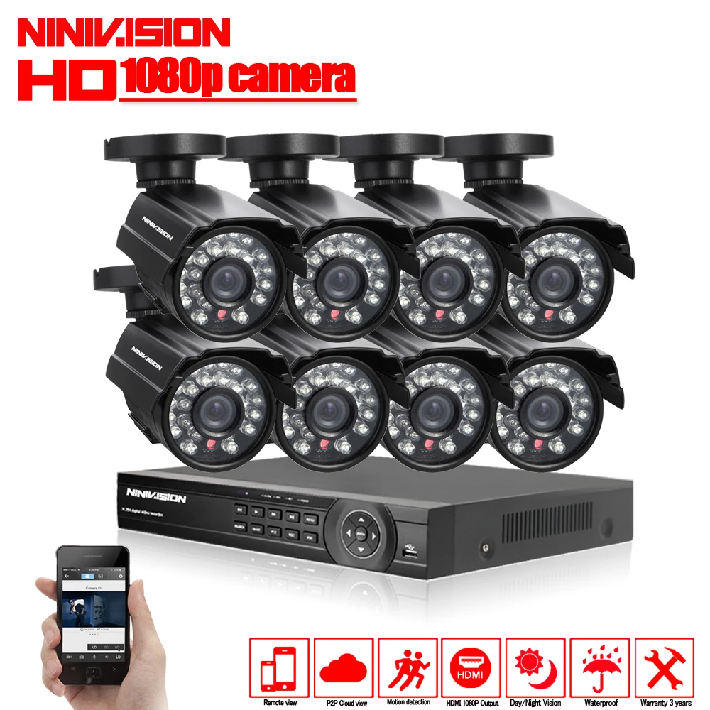 Система видеонаблюдения 1080P 8 каналов HDMI AHD NVR|video surveillance system|surveillance systemcctv security system |