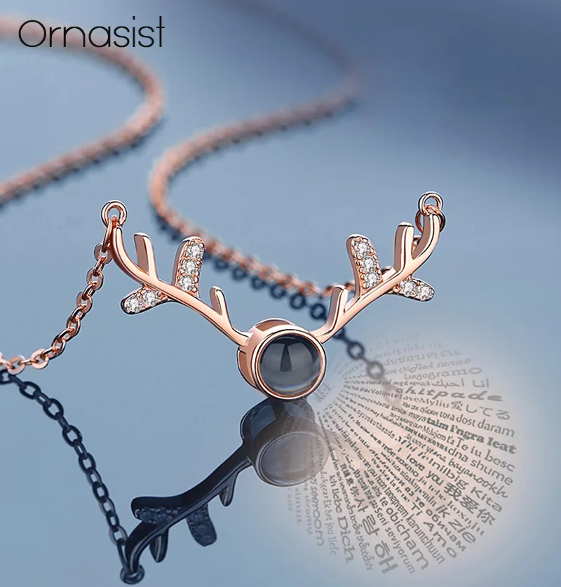 Счастливый олень проекция ожерелье 100 языков я люблю тебя романтическое розовое