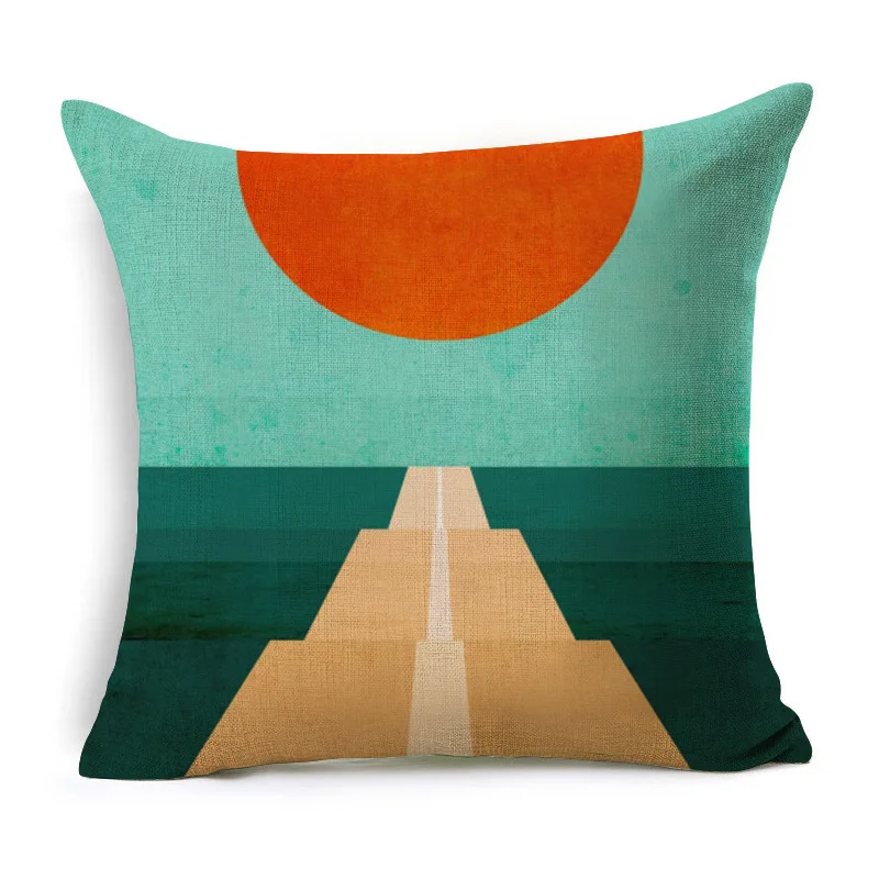 1 шт. декоративная подушка из хлопка и льна с изображением солнца 40231 | Дом сад