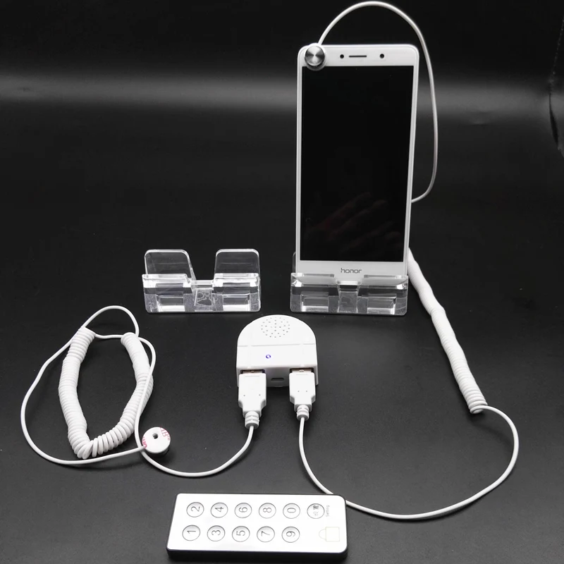 

2ports Cellphone Exhibition Security Alarm Device Mobile Display Booth Phone Fair Display Retail Anti-lost with Acrylic Holders