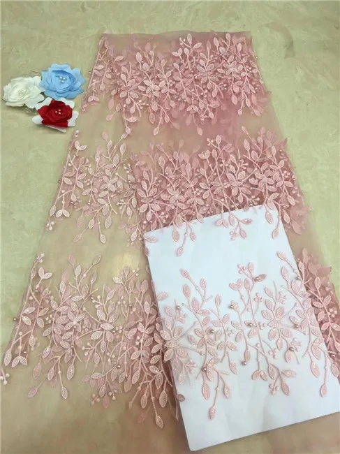 Модная африканская кружевная ткань высокого качества Персиковое кружево