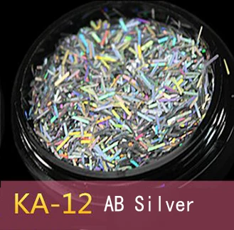12 1 коробка, смешанный размер 0,2-3 мм, блестящая голографическая блестка, зеркальные серебряные флаконы, ромбы/квадратные/прямоугольные/филиаментные Блестки для ногтей - Цвет: 12