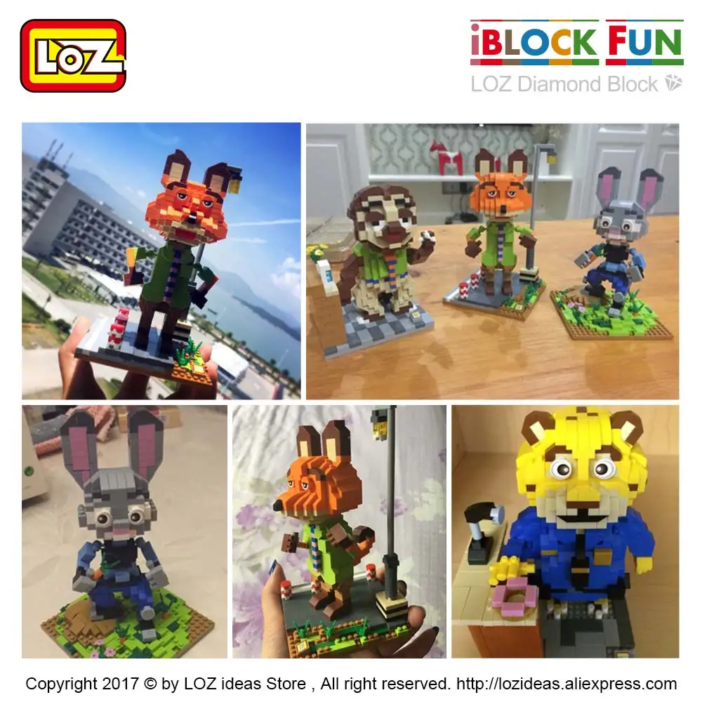 LOZ алмазные блоки Аниме фигурки героев игрушки кролик лиса пантера Ленивец