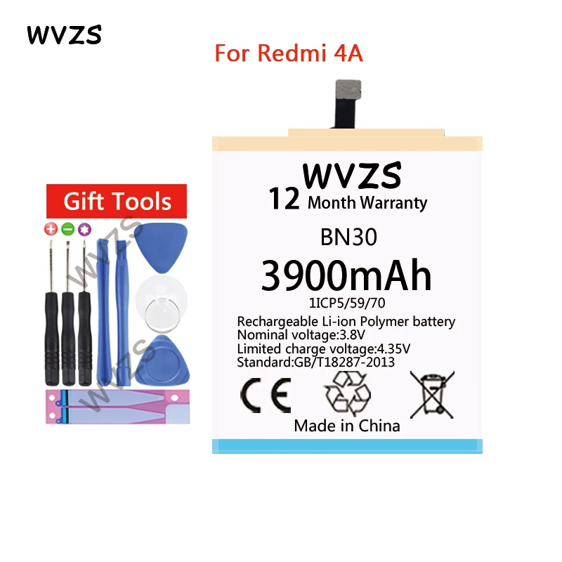 Wvzs 3900mAh литий полимерный сменный аккумулятор BN30 для аккумуляторов Xiaomi Redmi