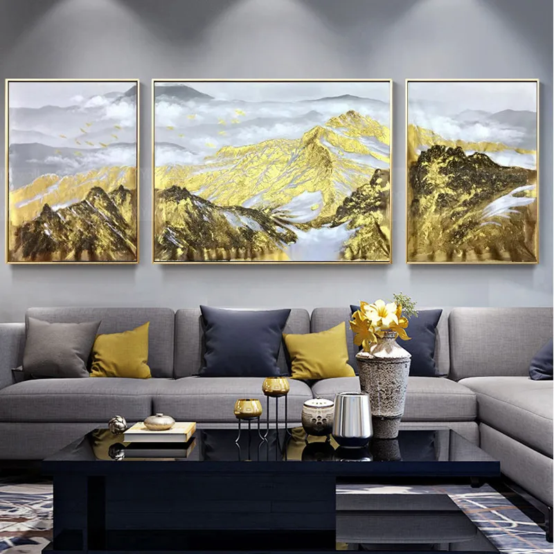 Koop 3 Stuks Gold Art Canvas Schilderijen Woonkamer Schilderen Woondecoratie Schilderij Abstract Wall Art Pictures Acryl Textuur