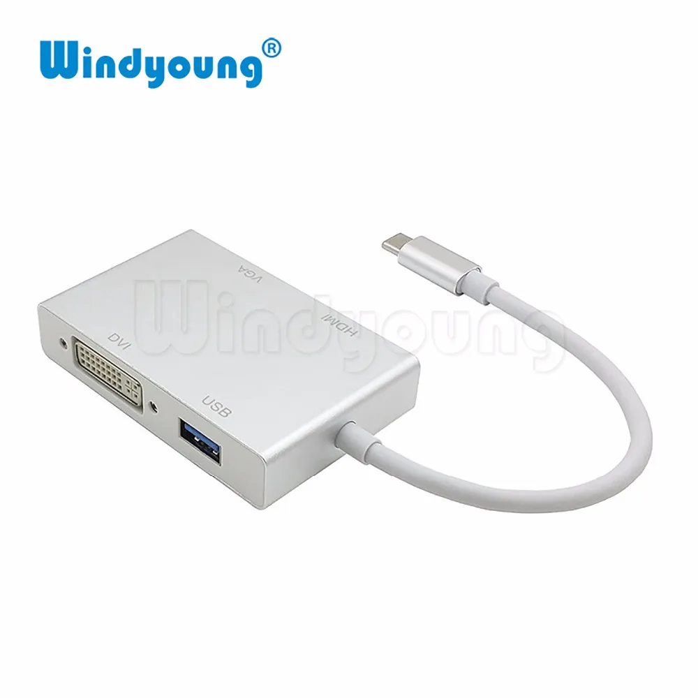 Кабель адаптер Windyoung USB 3 1 C Type to 4K HDMI VGA DVI 0 4 в для Google Chromebook Pixel Laptop Apple Macbook|USB-хабы| |