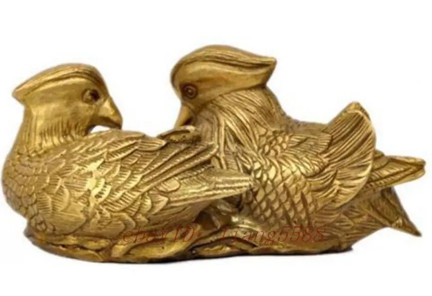 China's rare manual brass couple of mandarin duck statue carving | Дом и сад