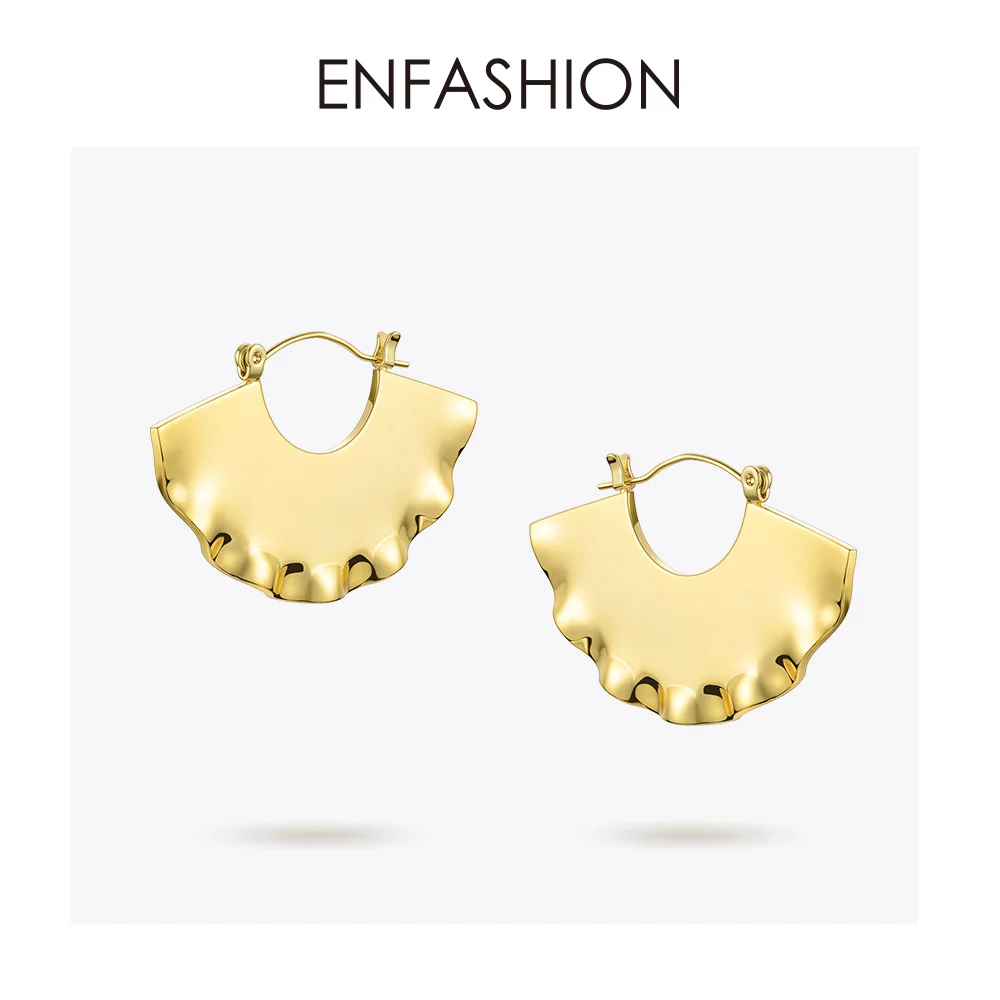 ENFASHION Fan геометрические Висячие серьги для женщин золотого цвета кривые большие висячие серьги Модные ювелирные изделия пендиентс Abanico EC191037