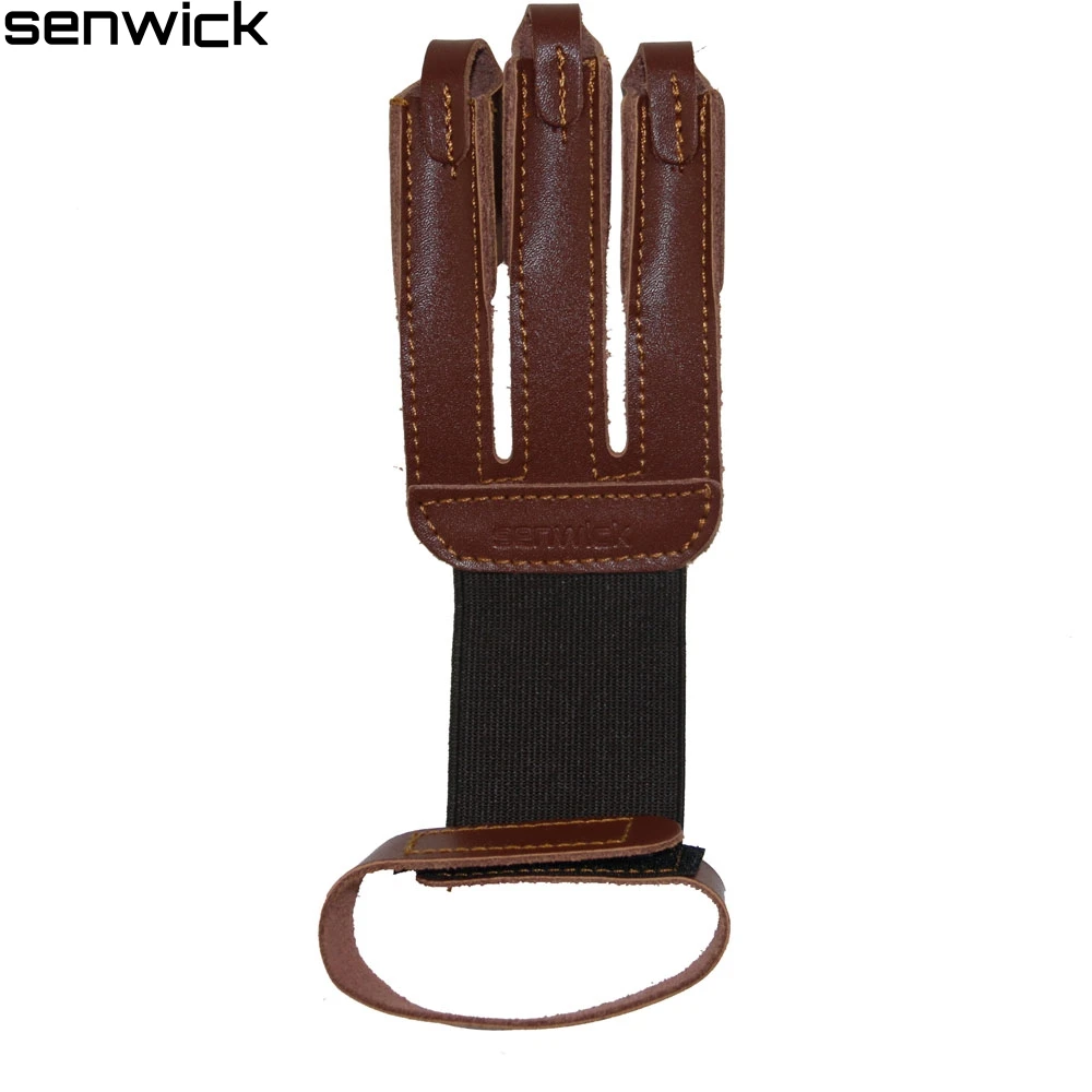 Черный Коричневый 3 Палец Защитная Кожа Протектор Перчатки Для Стрельбы Из Лука