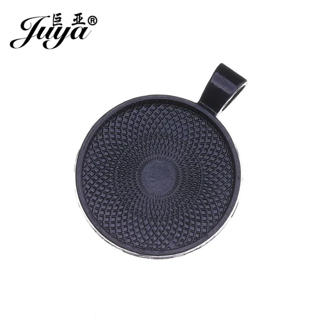 Black JUYA 10 шт. разноцветные 25 мм ожерелье кулон оправа для кабошона, камеи Базовая пустая основа подходит 25 мм Кабошоны Ювелирных изделий - Цвет: Black