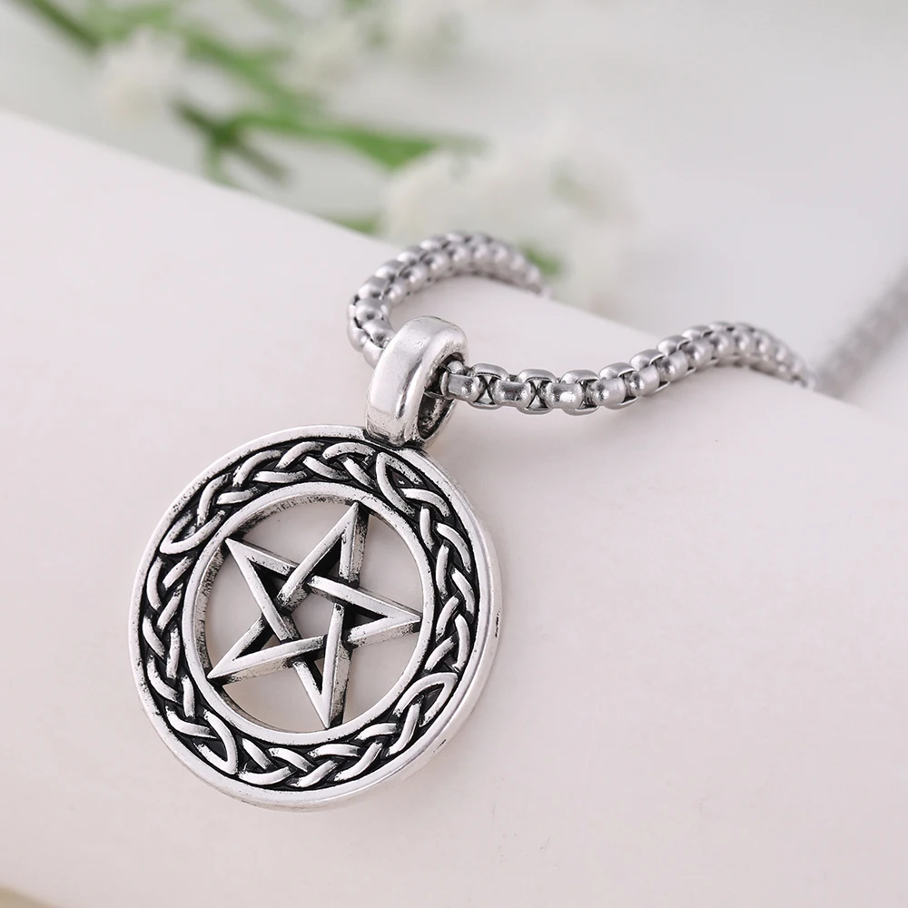 Dawapara полый Pentacle ирландское узел кулон Цепочки и ожерелья пентаграмма ювелирные