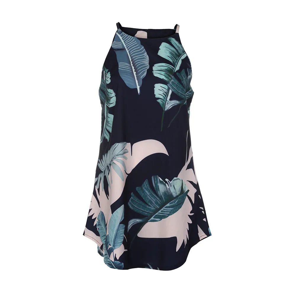 SAGACE женское платье с милым принтом без рукавов мини летнее блестящее открытыми