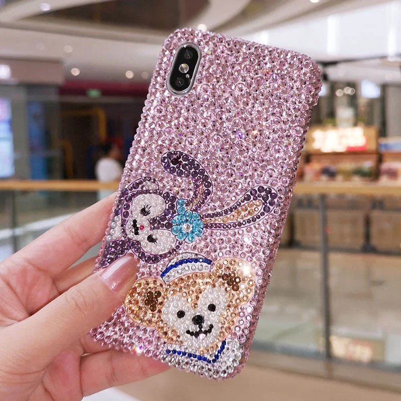 Для iPhone XS max XR X Роскошный чехол shelliemei с блестящим бриллиантом милый чехол Duffy для iPhone 8 8plus 7 7plus 6 6S 6splus+ шикарный ремешок - Цвет: case only