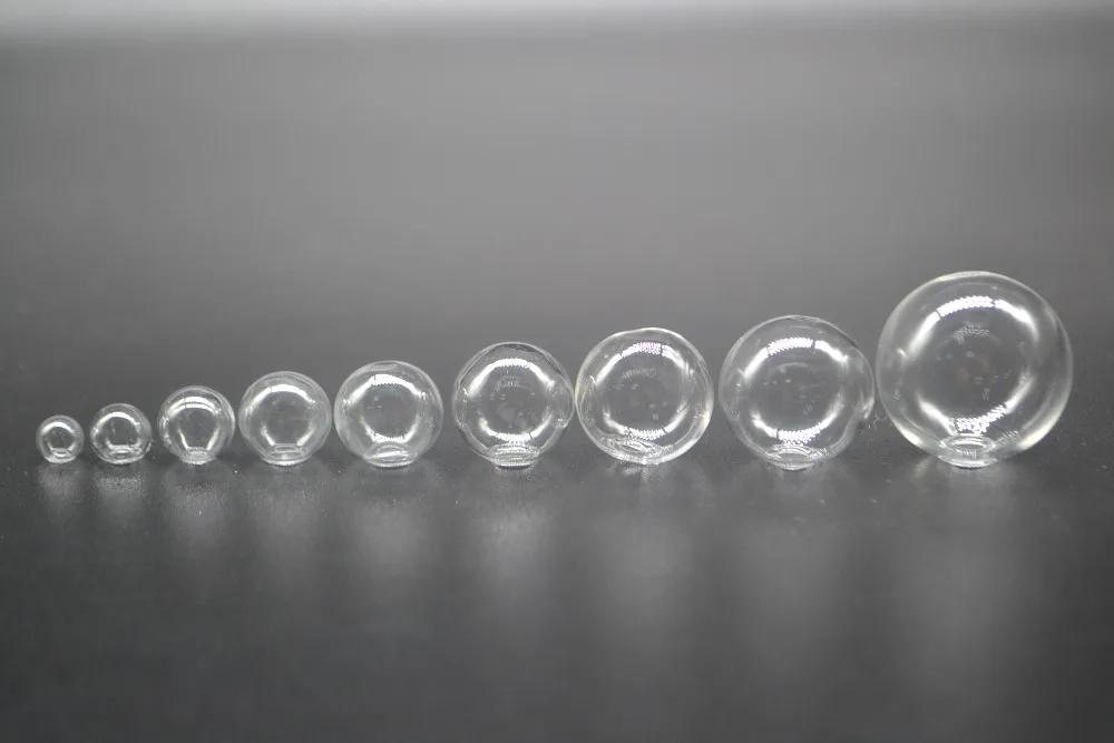 

200pcs clear mix sphere globe glass bubble orb round ball with hole Glass bottle jars empty vial necklace garden pendant gifts