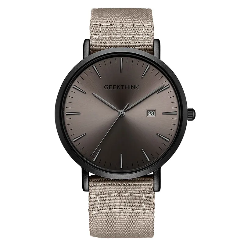 Grey Black Ультра тонкие мужские часы кварцевые тканевые Relojes Простые аналоговые японские кварцевые наручные часы унисекс часы мужские Relogios Masculino - Цвет: Grey Black