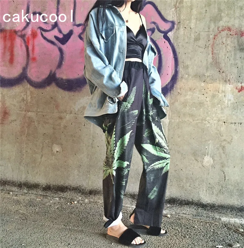 Cakucool Лидер продаж летние длинные капри винтажные в стиле Харадзюку широкие брюки