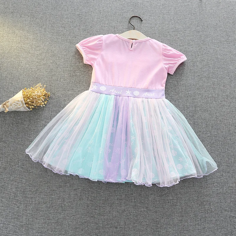 Children Cartoon Dress for Kids Ariel Cosplay Costume Girls Pattern Baby Girl Princess Cotton Clothing | Детская одежда и обувь