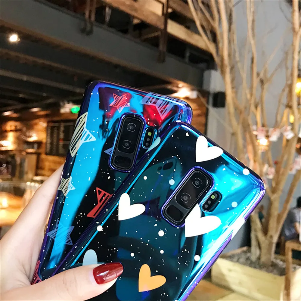 Fashion Blu-Ray Glossy Loves Heart Pentagram Painted Soft IMD Silicon Phone Case For Samsung Galaxy S10 Lite S8 S9 Plus Note 8 9 |