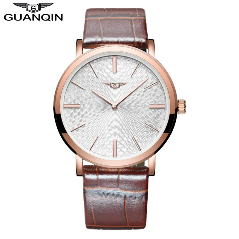 New Arrival Male Watch Top Brand GUANQIN Leather Strap Casual Watches Simple Ultra Thin Men Quartz-Watch Relogio Masculin | Наручные часы
