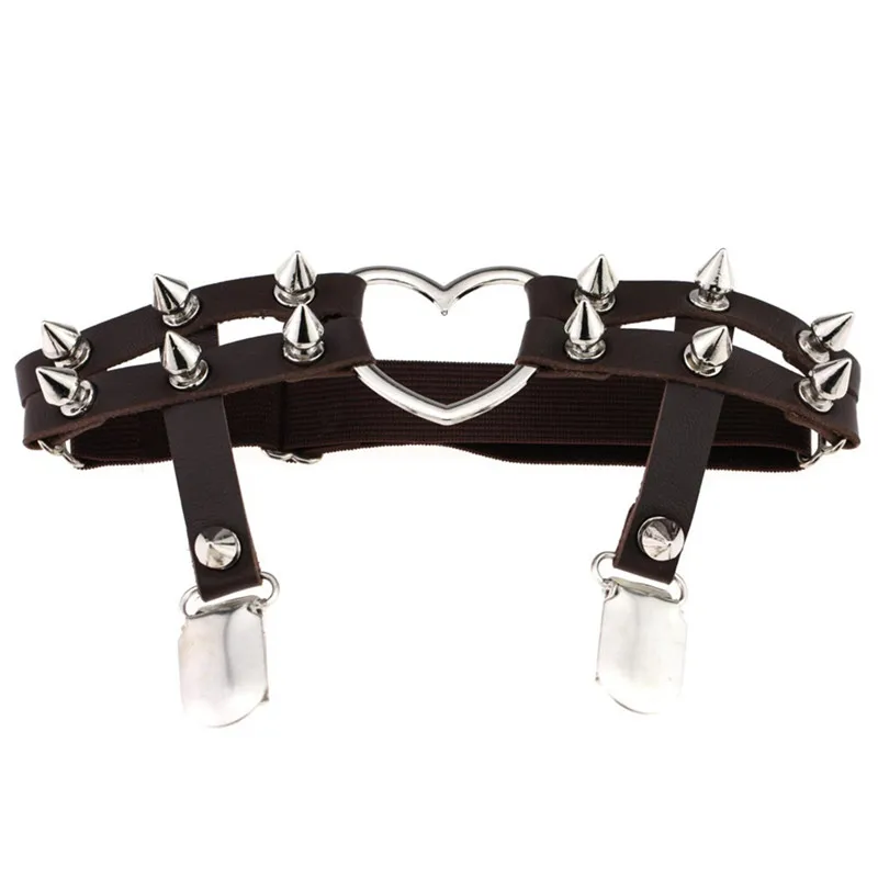 Style 6 Чандлер сердце любовь заклепки ноги ожерелье пояс для женщин трендовый панк готический из искусственной кожи пастельный, готический ремень-подвязка чулки - Окраска металла: Style 6