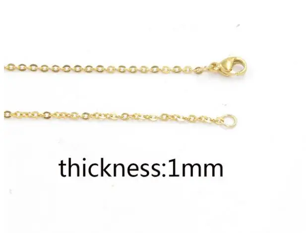1mm gold Fnixtar 40 см 45 см 50 см Нержавеющая сталь DIY ожерелье цепь 1 мм 1,5 мм 2 мм толщина цепи кабель цепи ожерелье 10 шт./лот - Окраска металла: 1mm gold