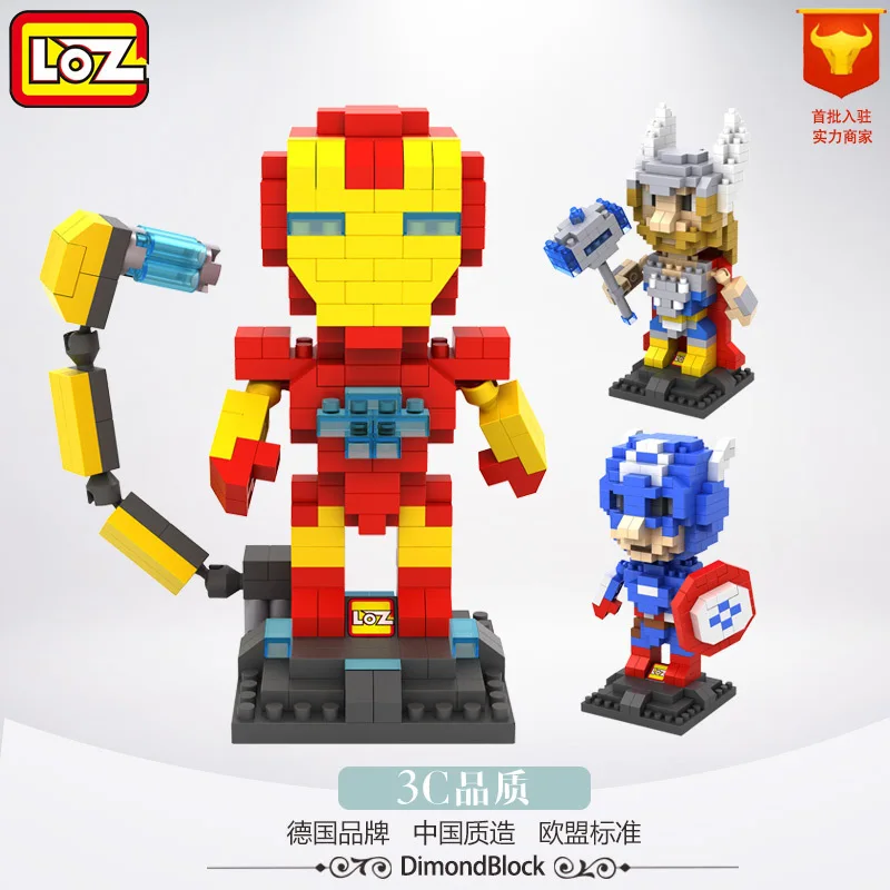 Игрушечные строительные блоки TOP LOZ алмазные Детская кукла супергероев Мстители